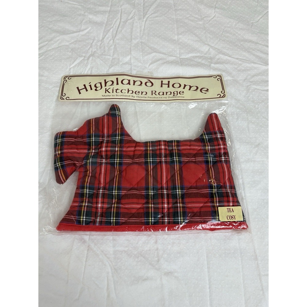 Highland‎ Home Scotty Dog Tea Cosy Red Tartan Plaid Made In Scotland New Vintage